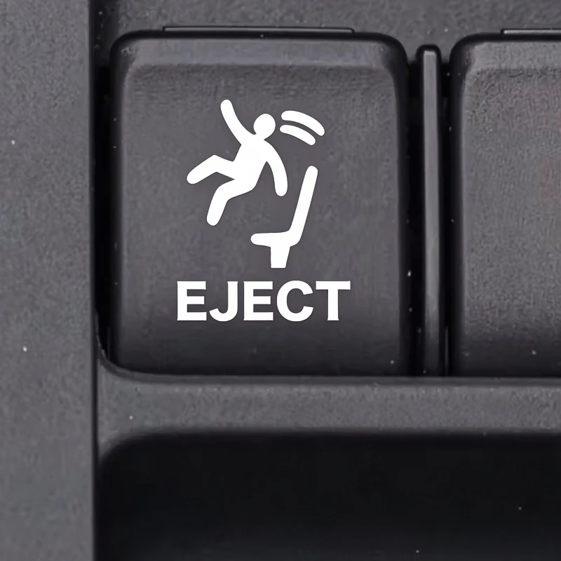 2Pcs Funny Eject Button Car Sticker, Humorous Vinyl Decal, Auto Interior Decor for Laptop Phone Water Bottle Art Decoration