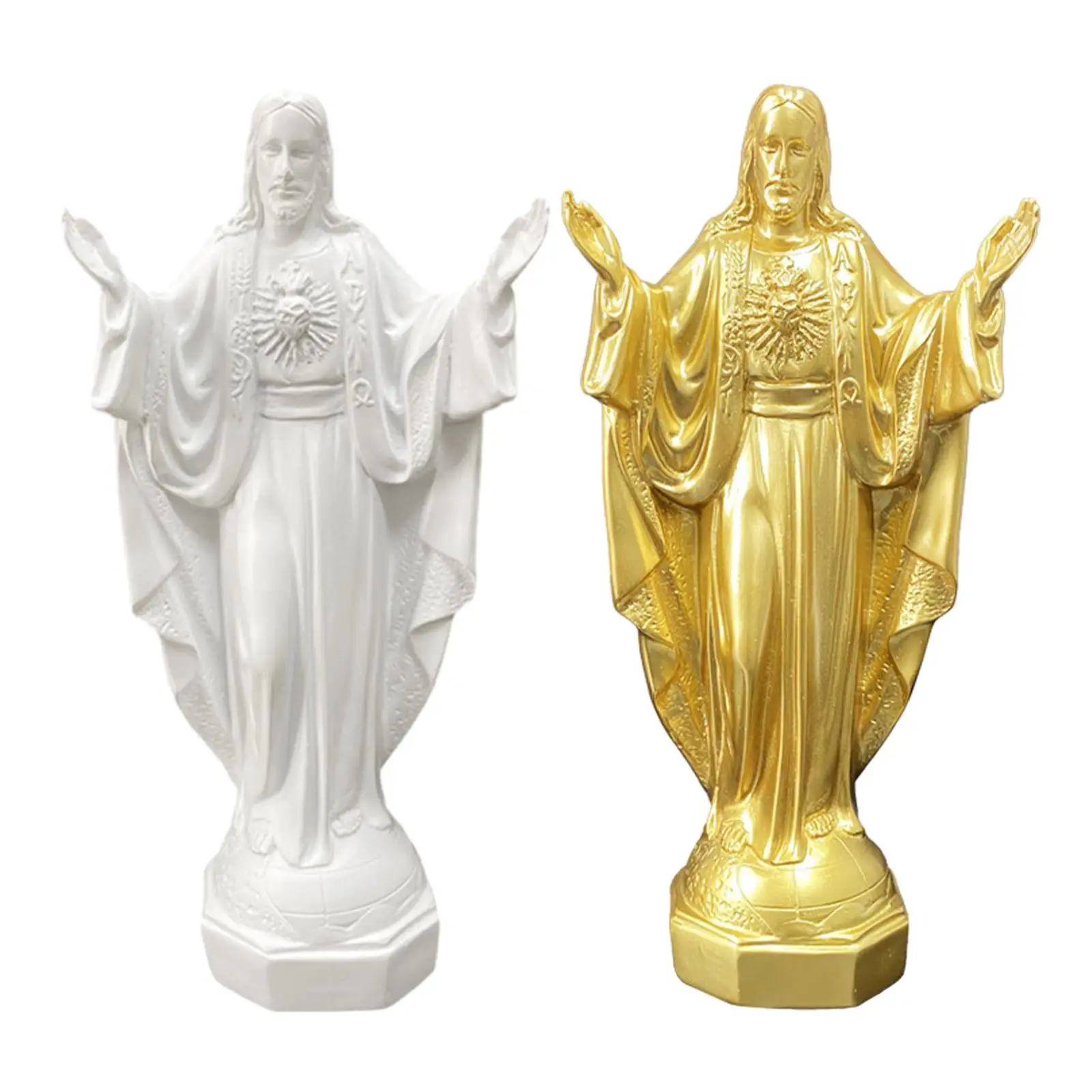 Jesus Statue Sculpture Artwork Resin Figurine Miniature Collectible Jesus Ornament for Bedroom Living Room Desktop Decorations