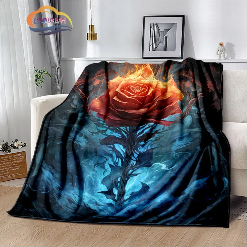 3D Printing Colored floral Rose flower Peony  Blanket Soft Comfortable Home Decorate Bedroom Living Room Sofa Bed Blankets
