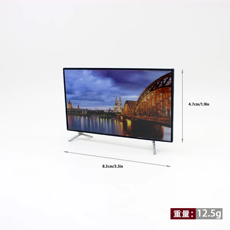 1/12 Poppenhuis Mini TV met standaard Basis TV Schaal Miniatuur Model Home Decor Decoratie Speelgoed Cadeau Poppenhuis Accessoires Ambachten