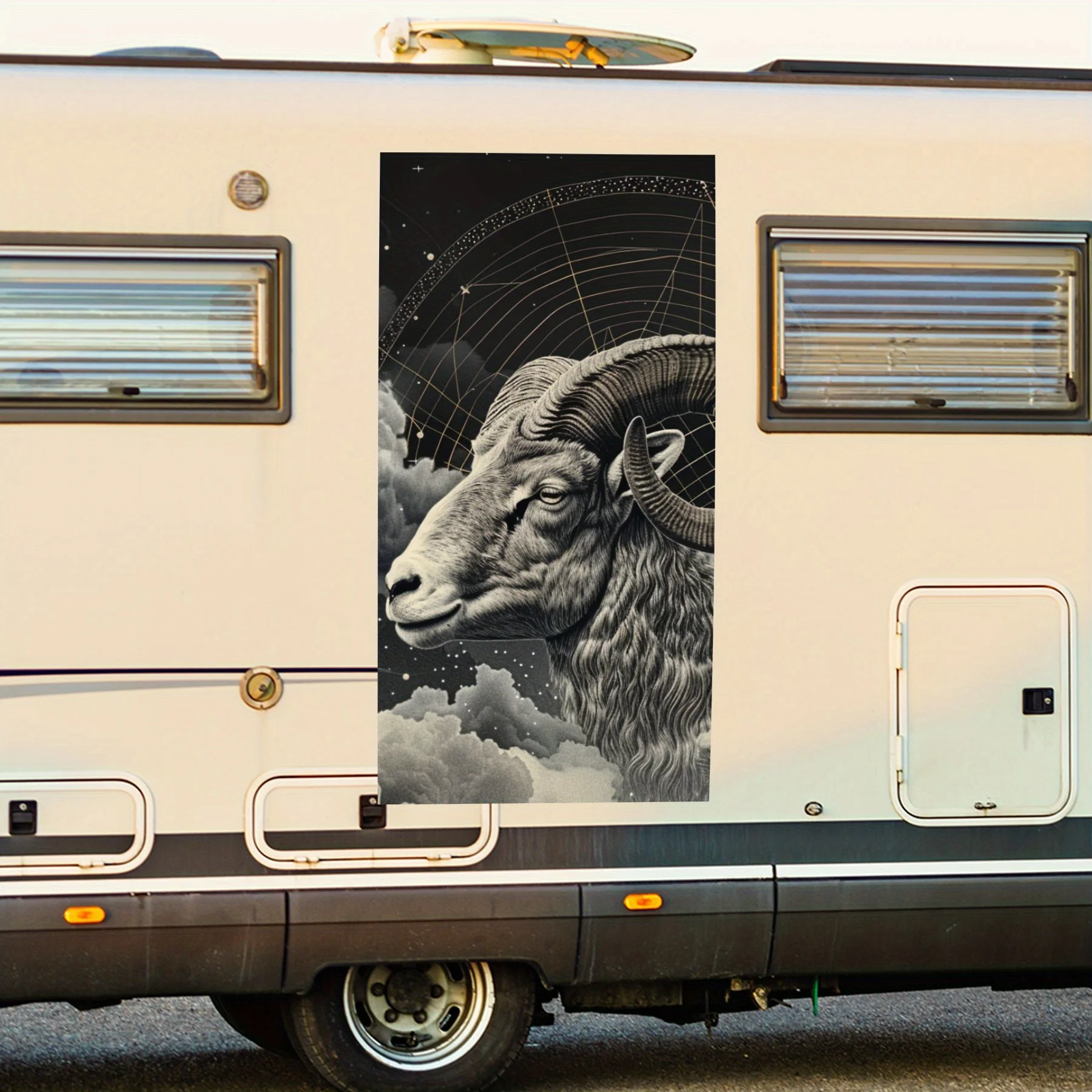 

Наклейка Ram in Night Sky, виниловая наклейка для двери автомобиля на колесах, водонепроницаемые самоклеящиеся виниловые наклейки для хвоста автомобиля и бампера