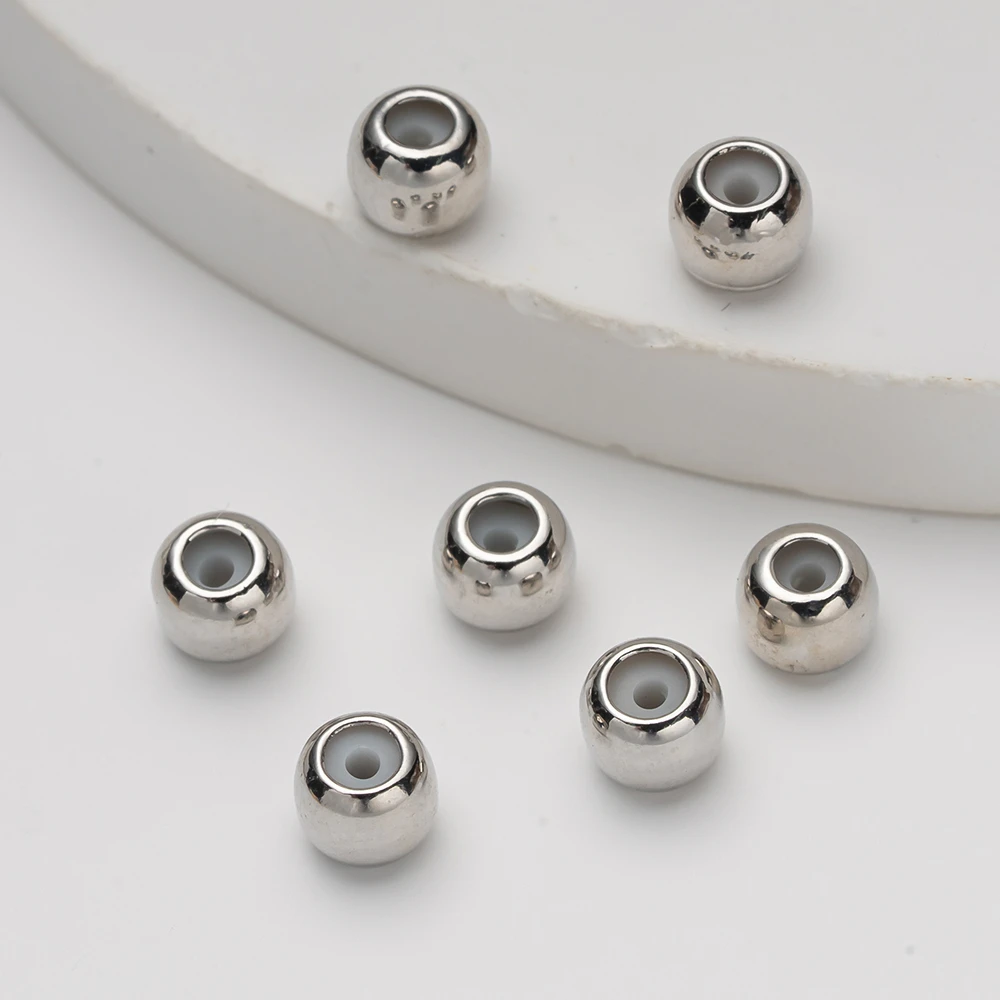 20pcs 18K Gold Plated Brass Round Rubber Stopper Slider Beads Insert Rubber Stopper Positioning for DIY Crafts Jewelry Making - view 5