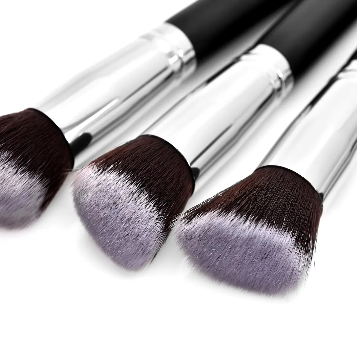 10Pcs 3Colors Handle Makeup Brushes Set Gold/Silver Ferrule Dual‑color Bristles Foundation Eyeshadow Blush Cosmetic Brush Kit