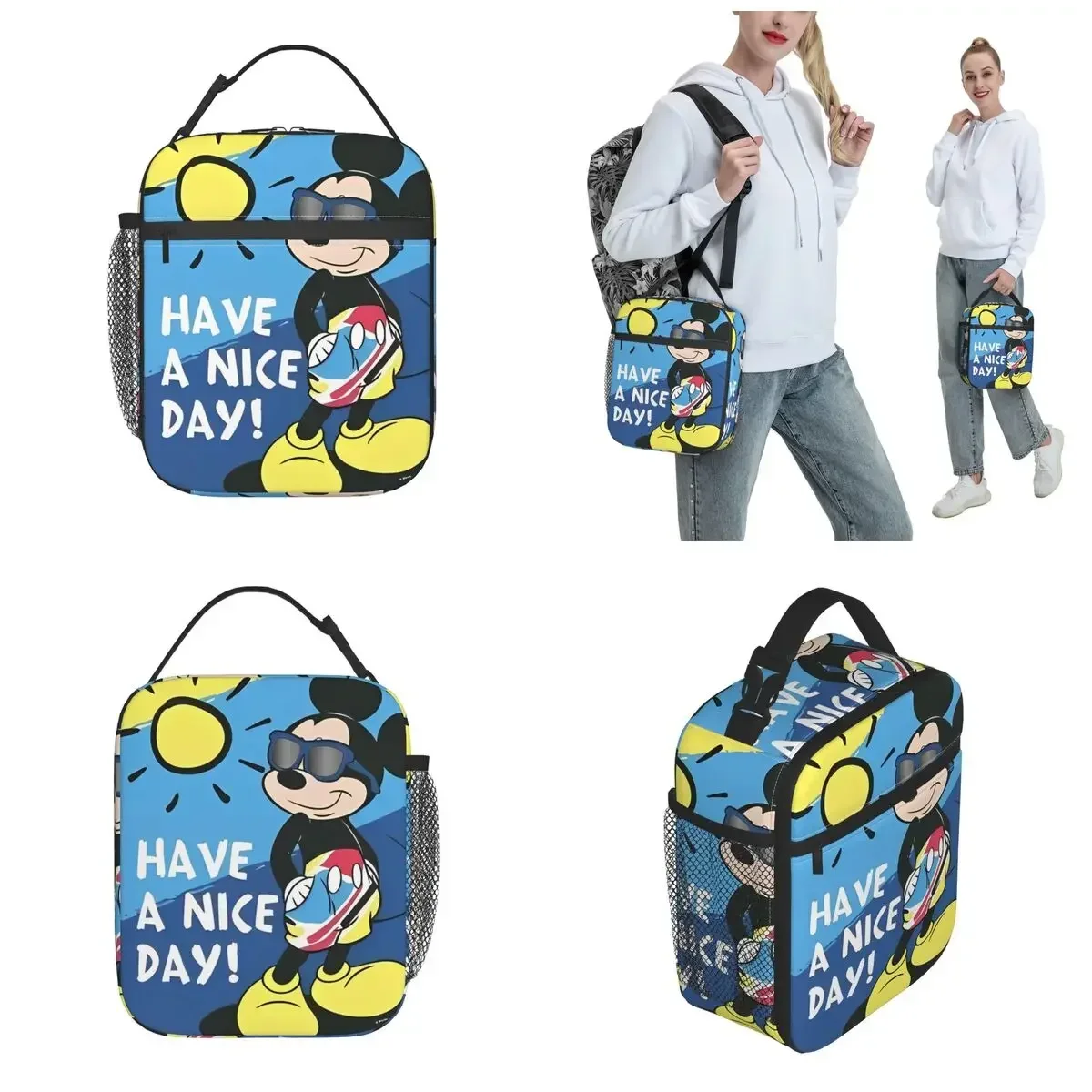 Mickey Mouse Good Day Insulated Lunch Bag Cooler Bag Meal Container High Capacity Tote Lunch Box Men Women School Picnic