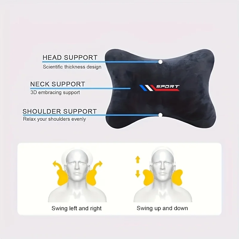 Autositz-Kopfstützen, Nackenkissen und Nackenstützpolster mit sportlich inspiriertem Design, die für weichen und bequemen Komfort sorgen. – Detail 5