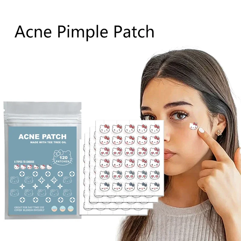 120PCS Kuromi KT katze Pickel Patch Akne Bunte Unsichtbare Akne Entfernung Hautpflege Aufkleber Concealer Gesicht Spot Schönheit Make-Up-Tool