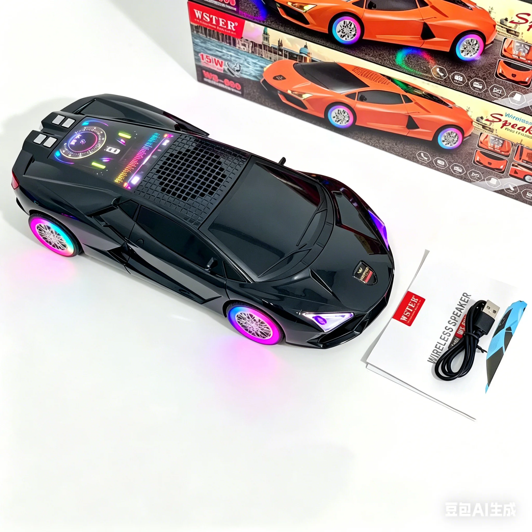 portable-bluetooth-speaker-ws-690-15w-sports-car-shaped-wireless-speaker-with-rgb-led-light-wheels2400mah-tws-usb-tftype-c