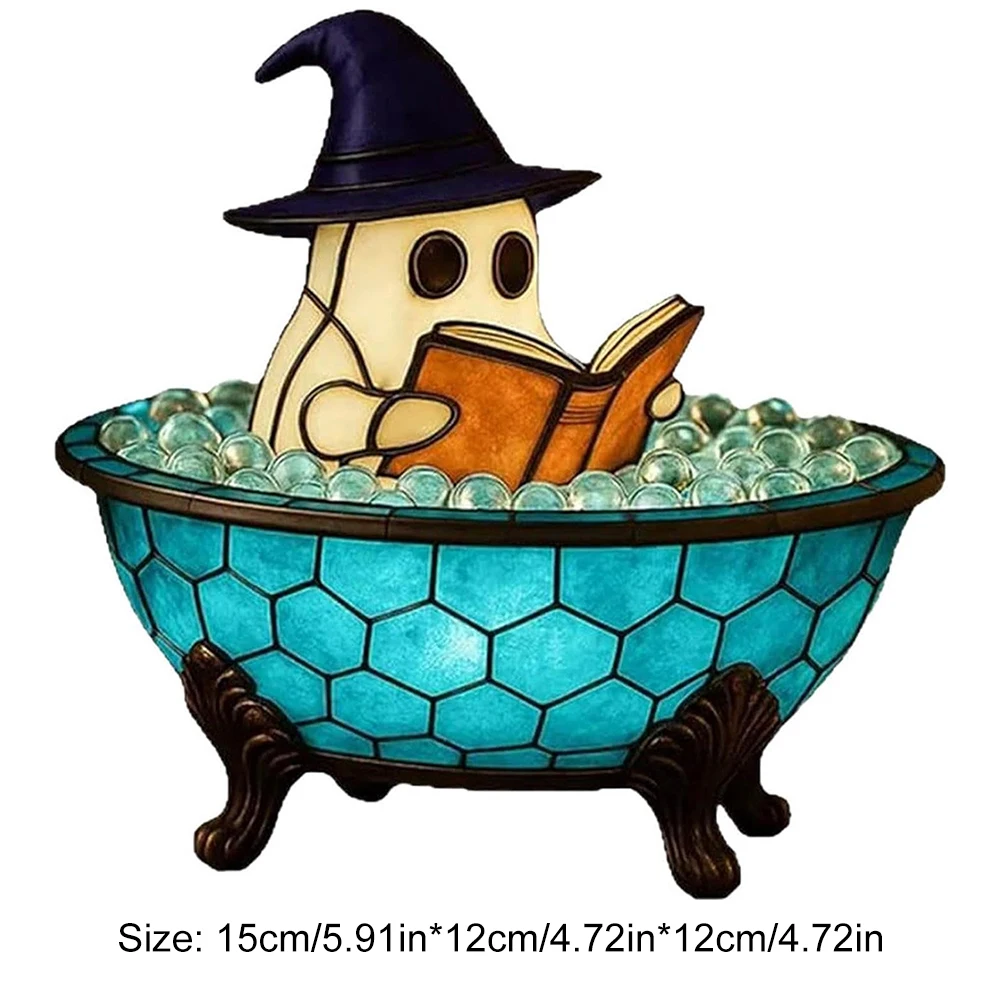 LED Ghost Bubble Bath Lamp Battery Powered Cute Ghost Lamp Multi-Purpose Ghost-Themed Mood Light for Home Bathroom Decor
