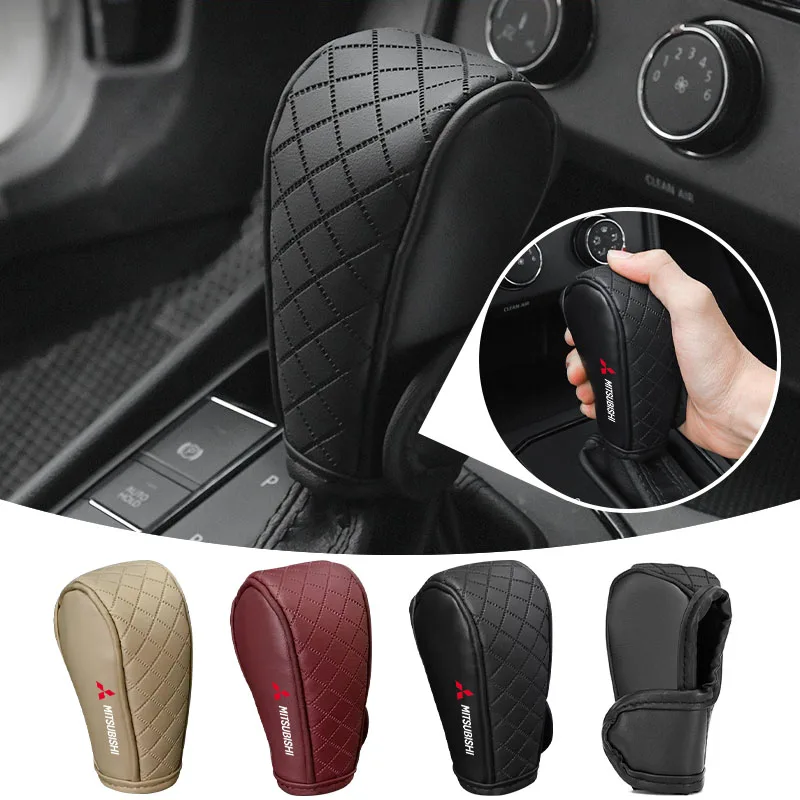 Capa de Couro Antiderrapante e Resistente ao Desgaste para Manopla de Câmbio de Carro, Protetora e Decorativa para Mitsubishi ASX EVO Lancer (Capa Central do Câmbio)