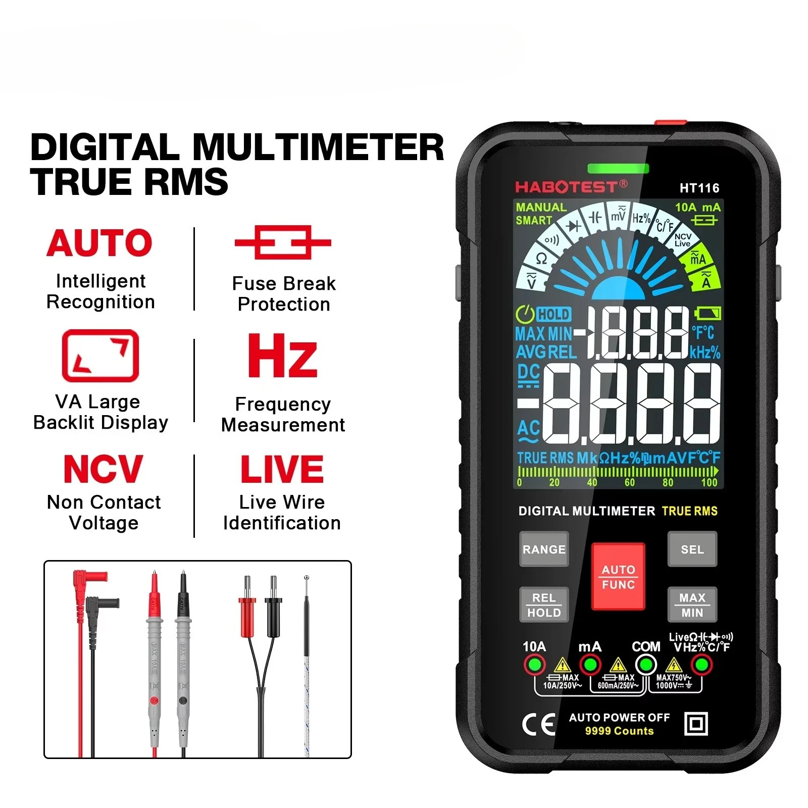 Large Screen Smart Digital Multimeter, Cross-border Bestseller Professional Electrical Maintenance Tester for Electricians