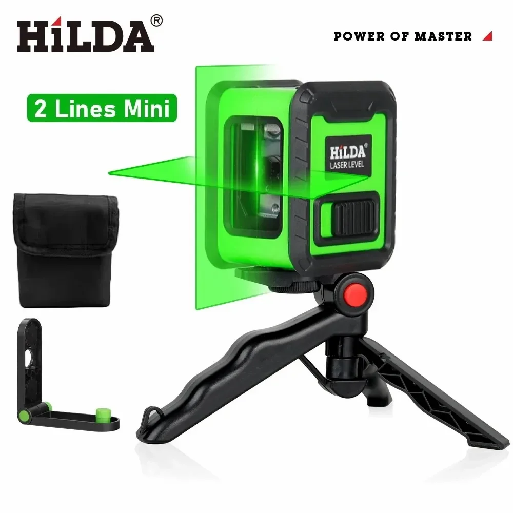 HILDA 2 Line Laser Level Cross Green Horizontal Laser Horizontal Vertical Laser Self Horizontal Strong Green Laser Level