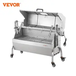 VEVOR Rotisserie Grill with Hooded Cover BBQ Whole Pig Lamb Goat Charcoal Spit Grill Electric 52W Motor Stainless Steel Roaster