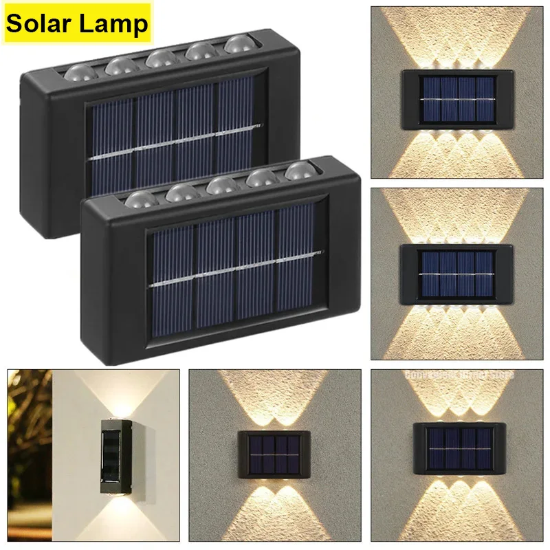 Imagem -02 - Impermeável Solar Powered Wall Lights Led Security Light Jardim Quintal Cerca Decoração para Casa Iluminação ao ar Livre 10led