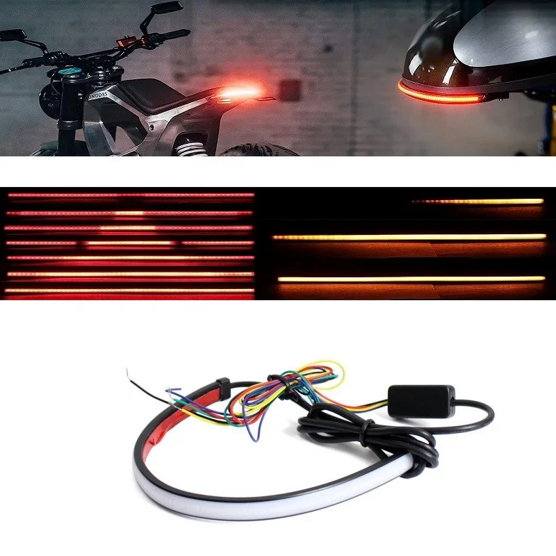 

20CM 30CM 45CM 60CM Motorcycle Turn Signal Light Strip Moto Sequential Switchback Flowing Turn Brake Lights LED Taillight Stripe