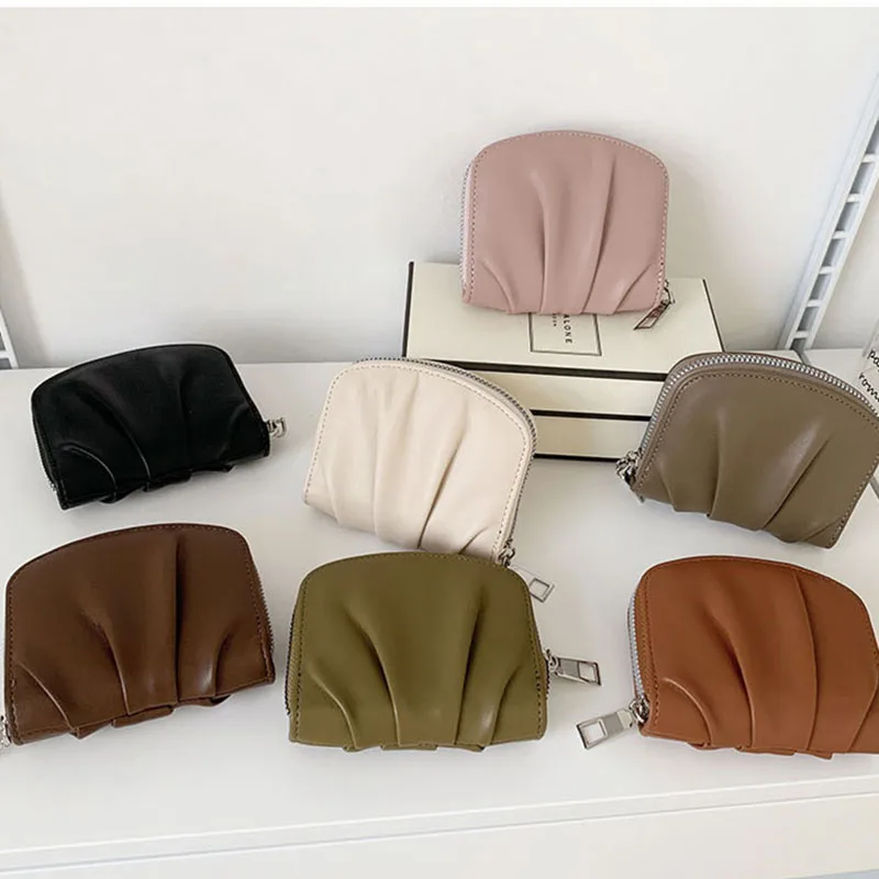 

Fold Simple Woman Wallet Cute Small Solid Coin Purse New Fashion Card Bag Mini Retro Bank Card Coin Storage Bags with Zipper