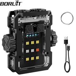 BORUiT brelok LED latarka EDC obrotowa magnes latarka akumulatorowa typu C światło robocze UV łagodzi lampa kempingowa stresowe