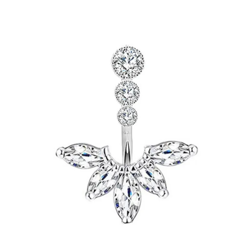 Dainsty Dangled Belly Button Rings acciaio chirurgico 14G Bar Piercing all'ombelico anello Crystal CZ Bee Flower Heart Belly Ring Ear Jewelry