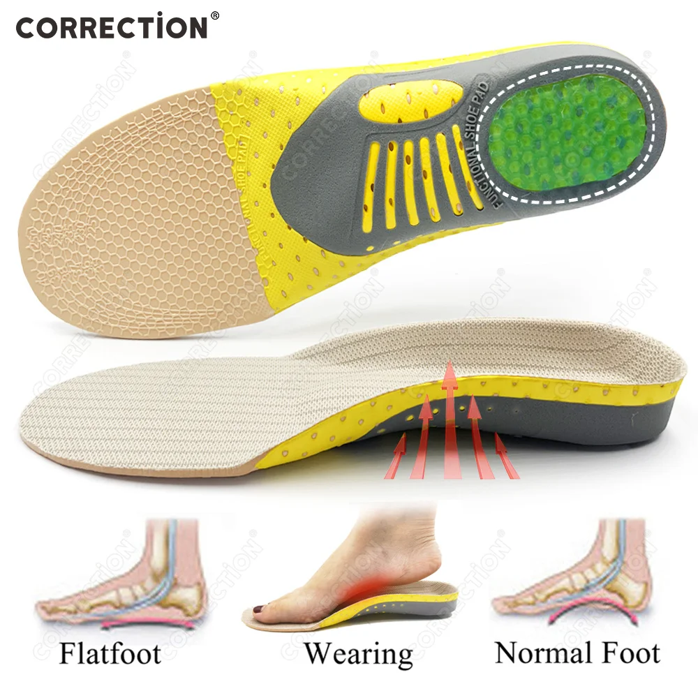 

CORRECTION Orthotic Gel Insoles for Sneaker Orthopedic Flat Foot cushion Insert Arch Support Pad foot pain-relieving man women