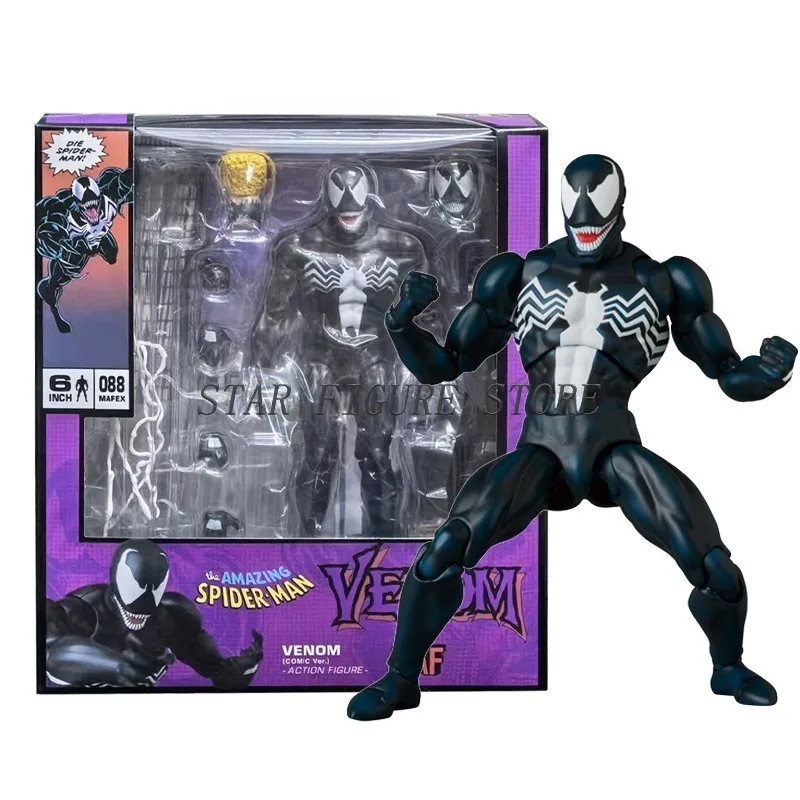 MAFEX Venom Action Figure Maf No.088 Marvel Amazing Spider-man Figurine Model COMIC Black Spiderman Movable Figures Toys Gifts