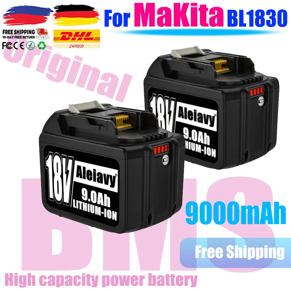 [BL1830 9,0 Ah] 18 V Ersatz-Lithium-Ionen-Akku, kompatibel mit 18-Volt-Akku von Makita BL1860 BL1840 BL1850 Akku-Elektrowerkzeugen