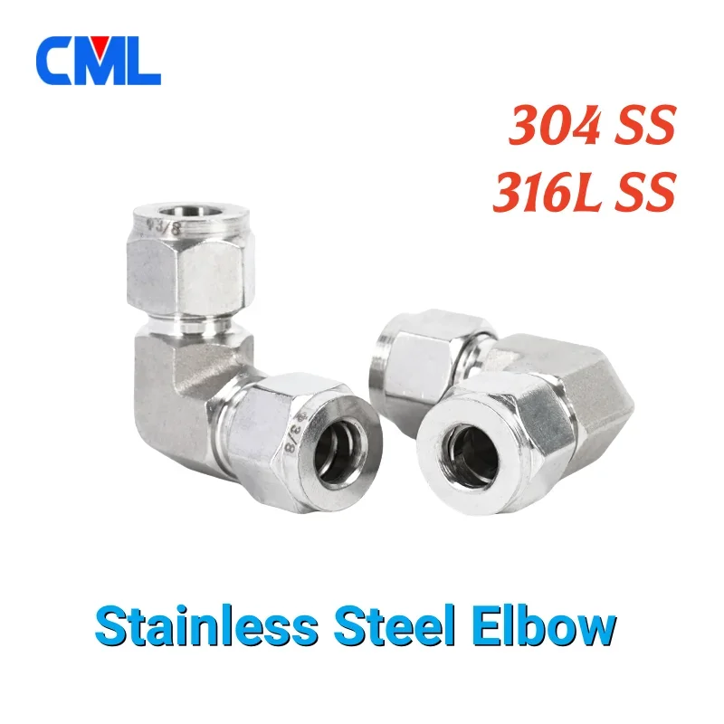 

304 316L Stainless Steel Forged Elbow Double Ferrules Union Elbow 1/8" 1/4" 3/8" 1/2" 6mm 8mm 10mm 12mm 14mm 16 Pipe Connectors