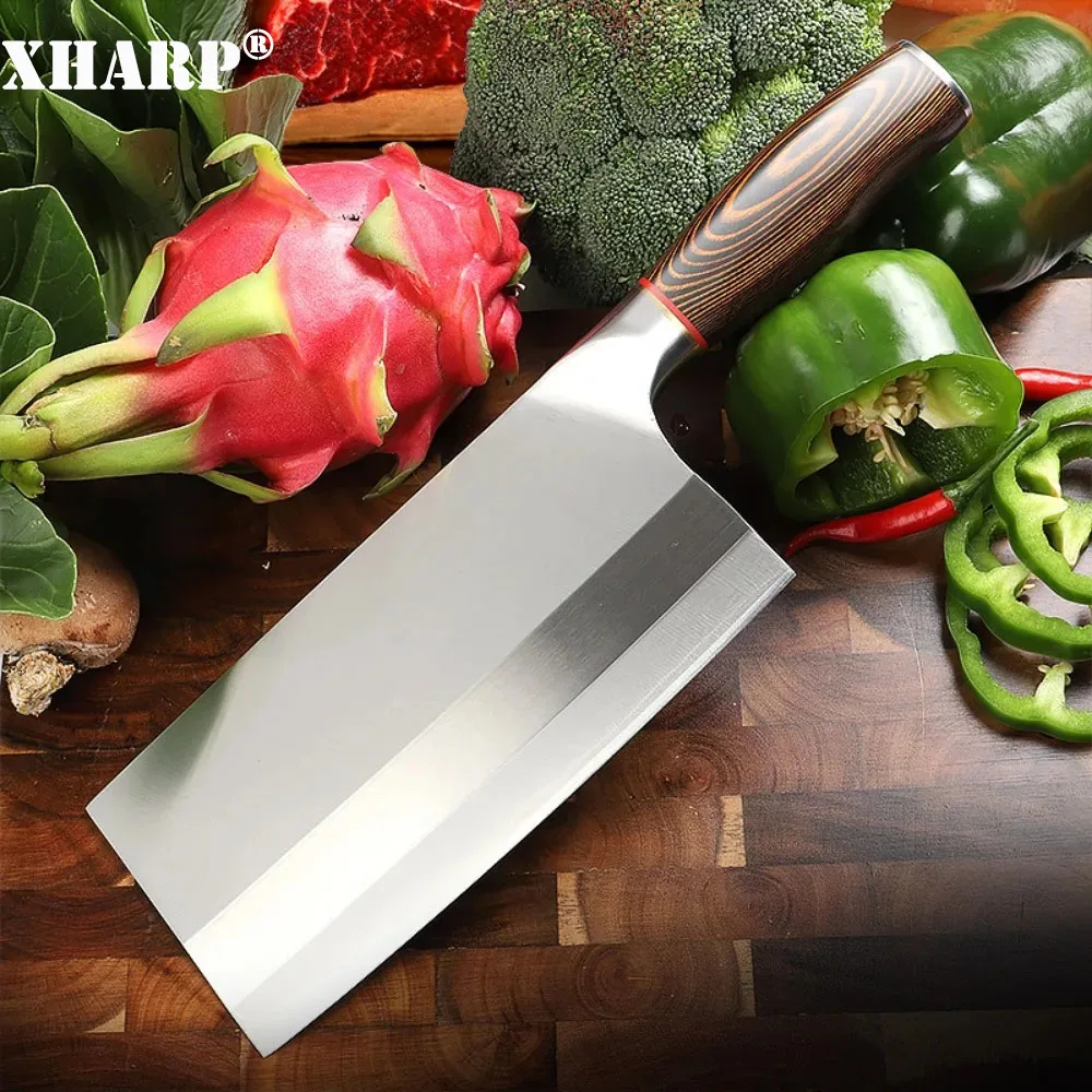 

Three-ply Composite Steel Knife 9Cr18mov Kitchen Knife Stainless Steel Cleaver Top Quality Chef Knife Kitchen Slicing Nakiri