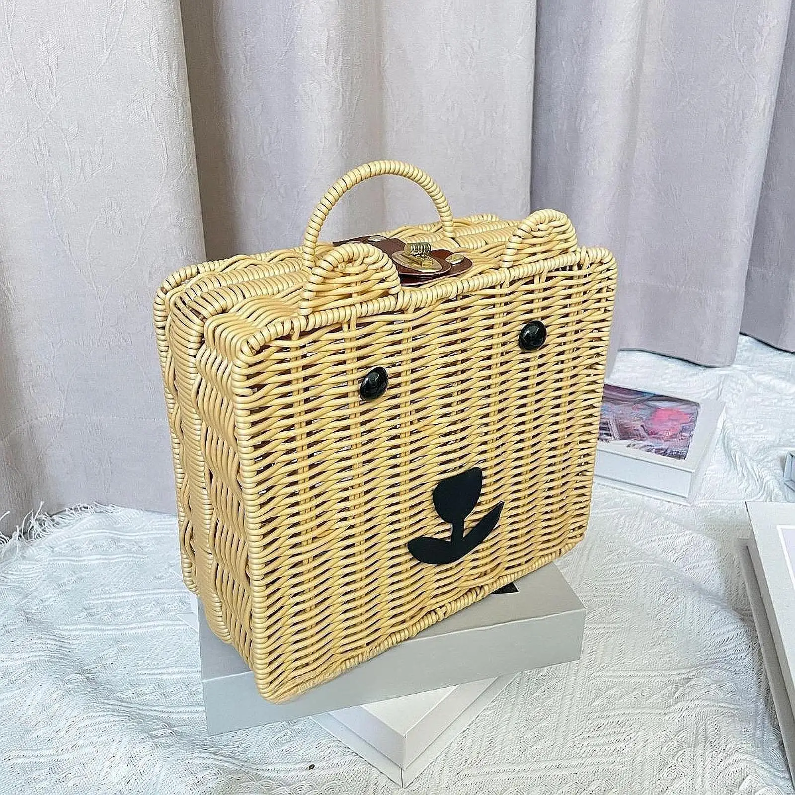 Geschenkkorb, lässige Dekoration, vielseitig einsetzbar, elegant, gewebter Aufbewahrungskorb, Aufbewahrungsbox für schicke Ausflüge, Haushalt, Reisen, Geburtstag