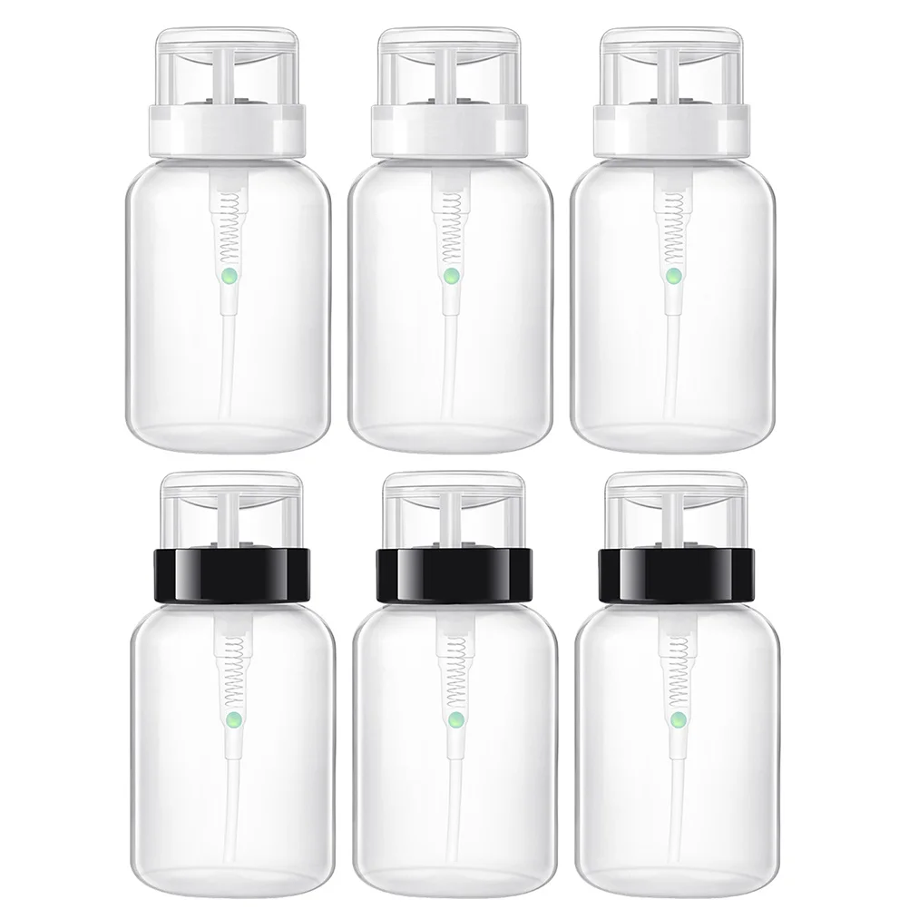 6 szt. Butelki do wielokrotnego napełniania, przenośne, szczelne, podróżne, puste butelki na kosmetyki, pojemniki na płyn do zmywania lakieru do paznokci z pompką.