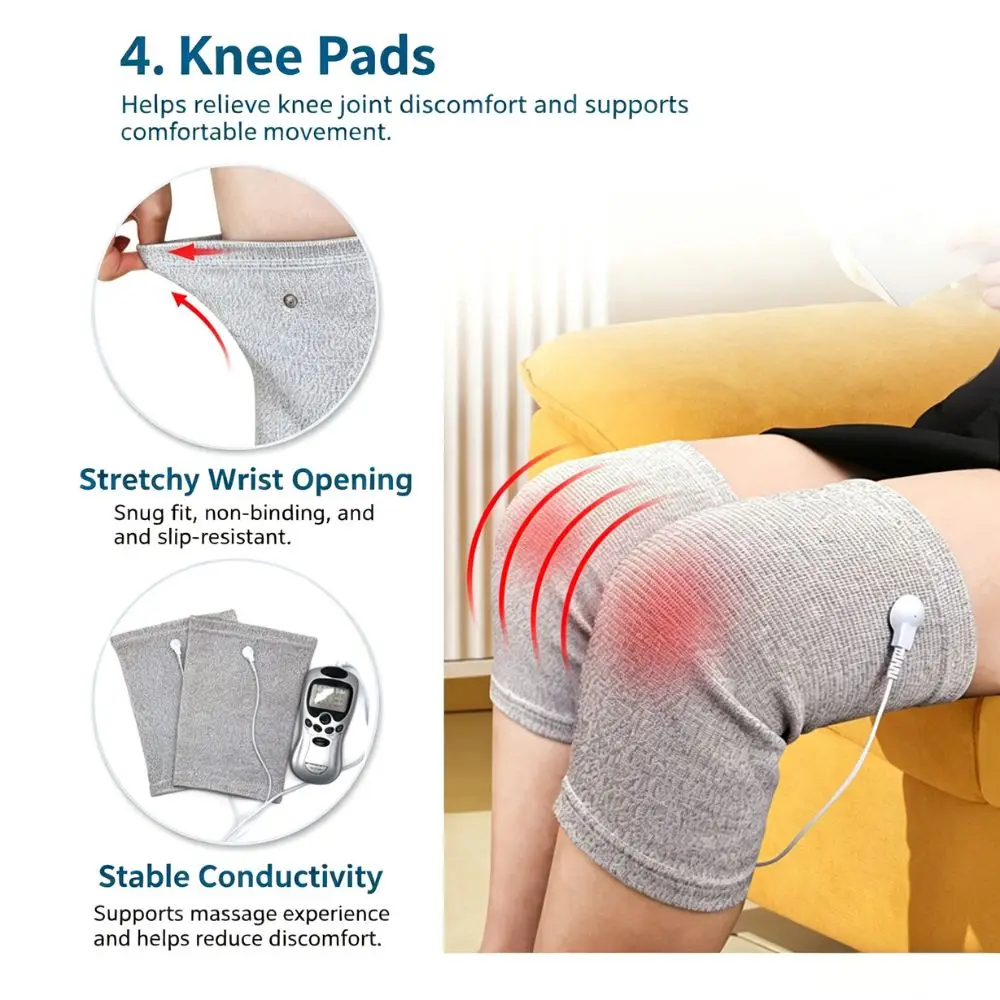 Conductive Fiber Electrode Leg Massage Kneepads Knee Cover Pads Breathable Foot EMS Muscle Electrostimulator Health Care Tools