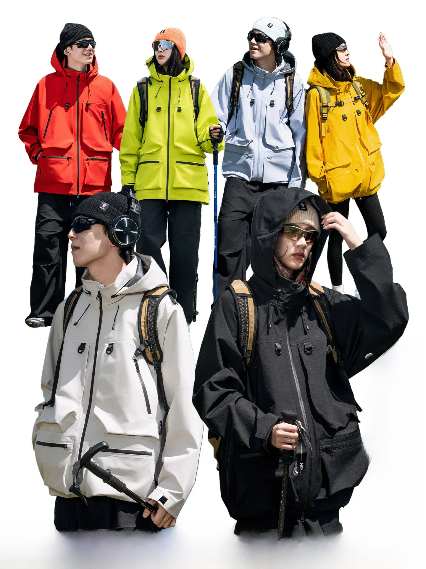 AOGZ American Retro Outdoor Hard  Three-Proof Jacket Unisex Spring New Sporty Fashionable Versatile Hooded Zipper Closure