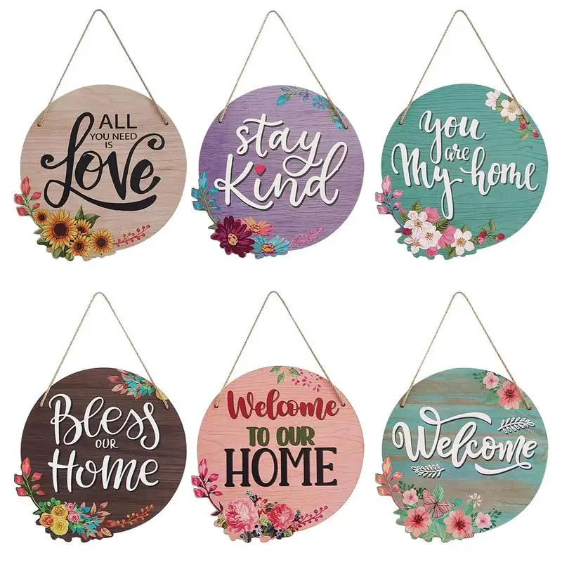 Round Printed Wood Sign 12in Front Door Wreath Hang Wood Sign Welcome Sign For Front Door Durable Thanksgiving Welcome Sign For