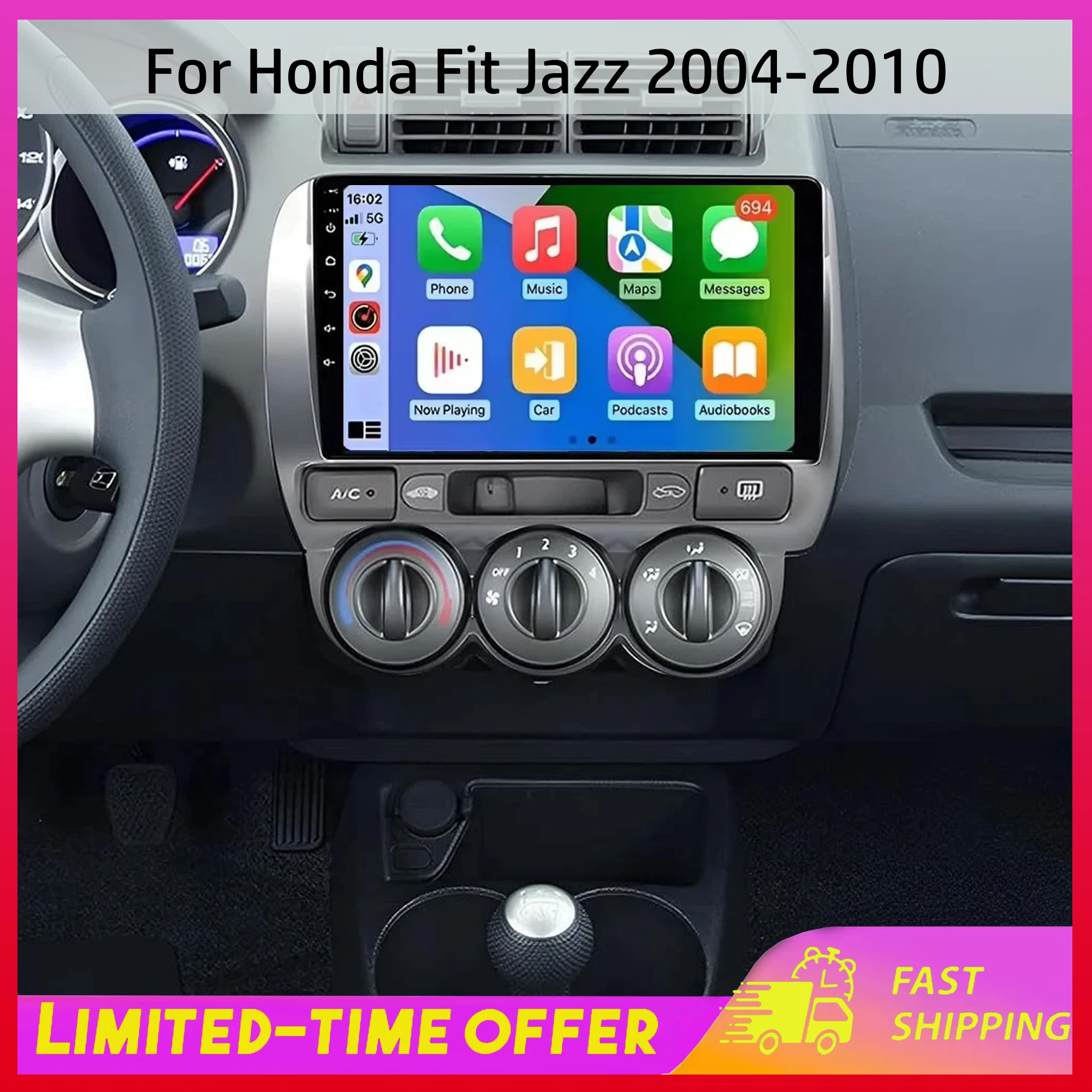 

Подходит для Honda Fit Jazz 2004-2010: 9-дюймовый Android 15 навигационный мультимедийный проигрыватель с поддержкой Carplay для автомобиля, интеллектуальная мультимедийная система