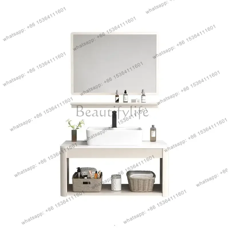 

Space aluminum bathroom cabinet combination ceramic integrated washbasin toilet washbasin