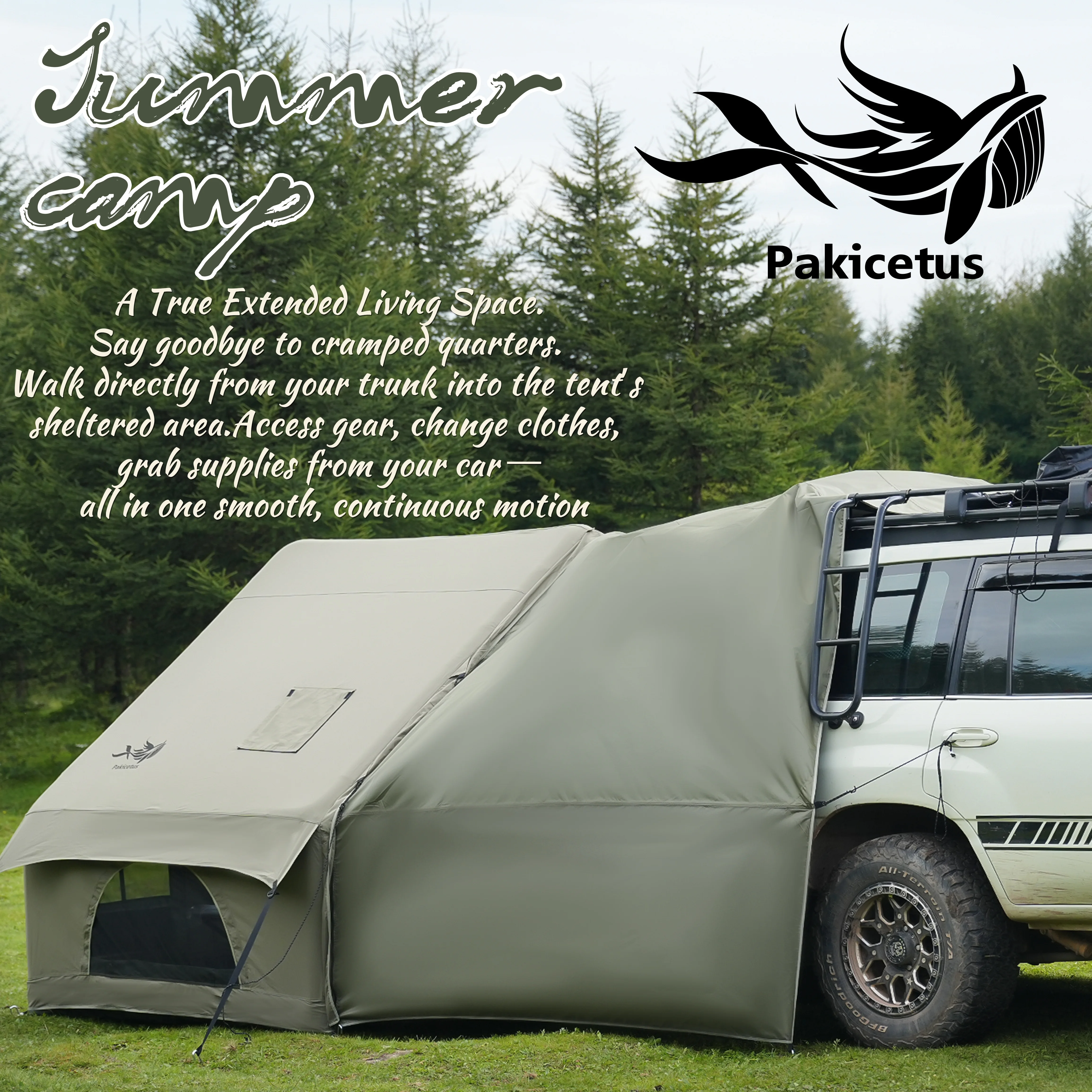 

PAKICETUS Inflatable Camping Tent with Extended Canopy, Large Dual Space 4-6 Person, Fast Inflation Windproof UV Protection Portable Waterproof Outdoor Tent for Family Hiking Holiday
