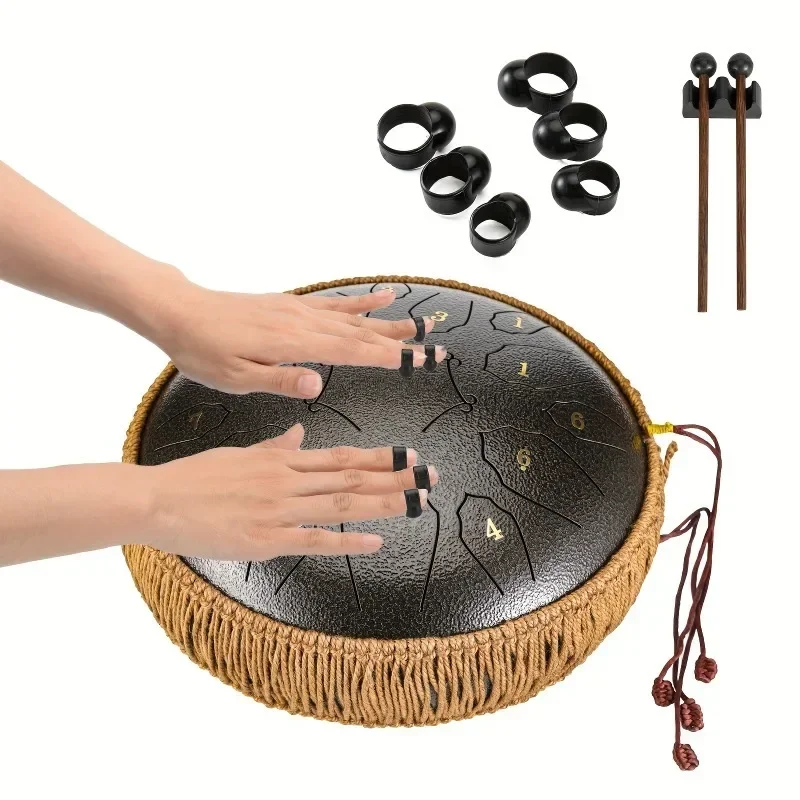 12 Inch 15 Note Tongue Drum D Key Ethereal Drum Beginner Hand Pan Drums Yoga Meditation Percussion Instruments with Accessories