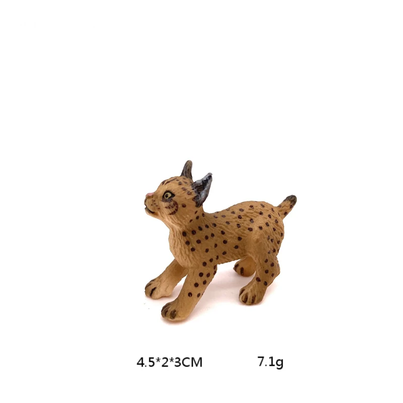 Realistic Animal Toy Model Mini Baby Eurasian lynx Resin Figure Figurine Home/Office Decor Collect Toy Kid Early Education