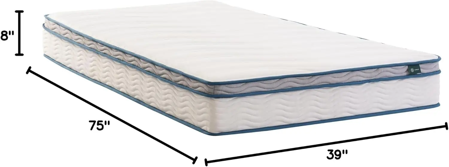 

8 Inch Spring Sensation Hybrid Mattress [New Version], Medium Firm Feel, Fiberglass Free, Youth and Guest Bedroom