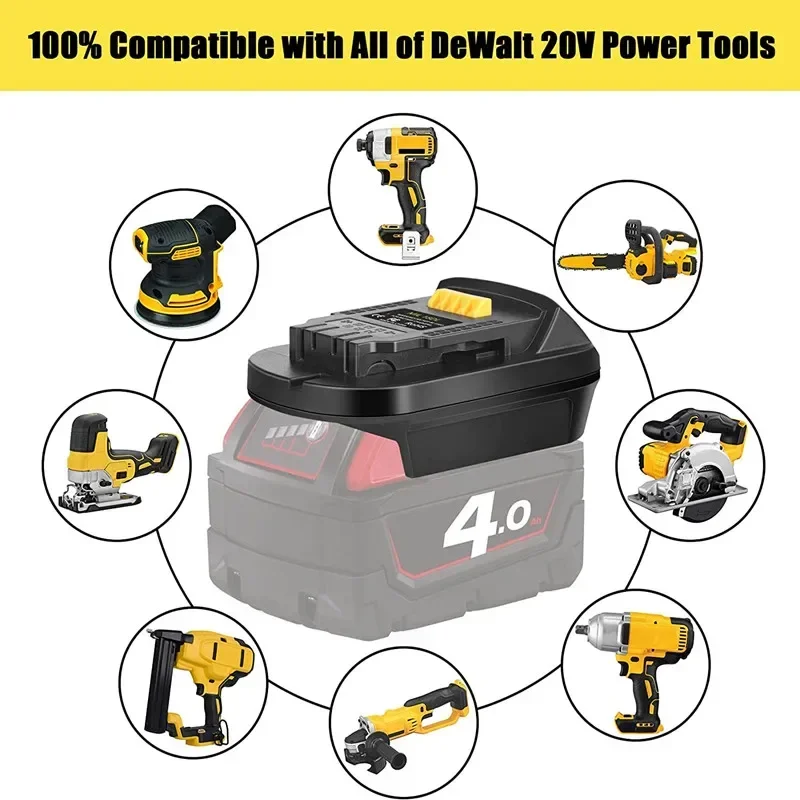 Imagem -06 - para Milwaukee 18v Bateria Converter para Dewalt 18v 20v Adaptador de Bateria Conversor Bateria Volt Fonte de Alimentação Ferramenta Adaptador Mil18dl