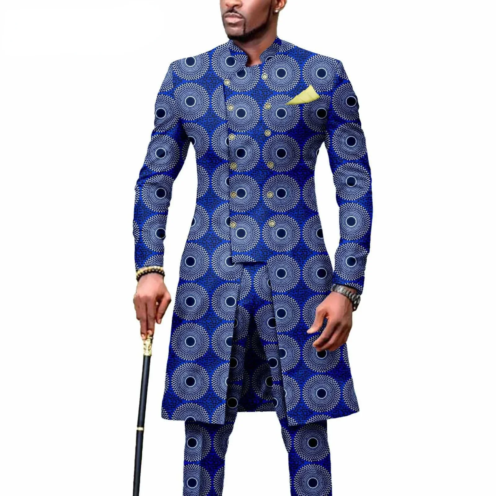 New Casual African Fashion Men's Suit Slim Two-piece Set  Pant Sets Ropa Para Hombres  suits for men