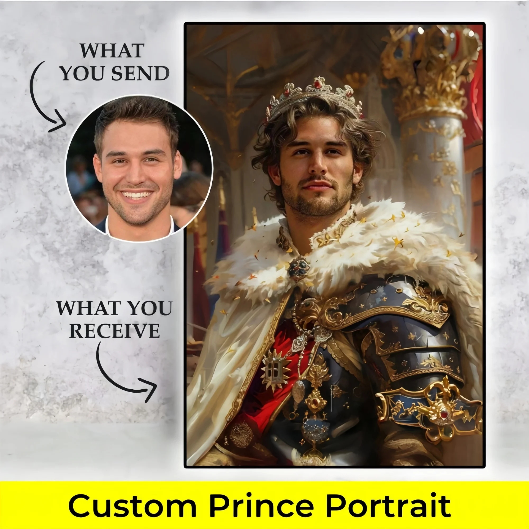 

Custom Prince Portrait From Photo, Custom Royal Portrait For Man, Fairy Prince Portrait, Gift For Boyfriend, Gift