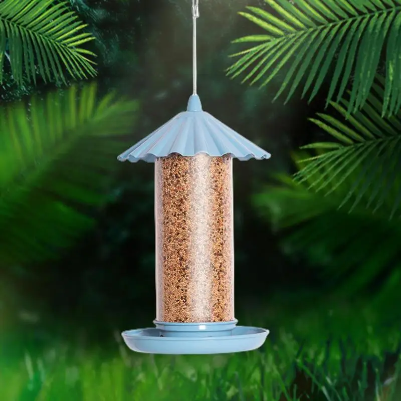 Outdoor Bird Feeder Hangable Outdoor Hummingbird Feeder Outdoor Decoration With Roof Design Large Capacity Bird Feeding Station