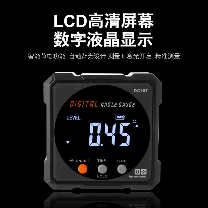 Digital Protractor Level Ruler Single/Double Side Horizontal Line Measuring Tool Slope Meter for Machining