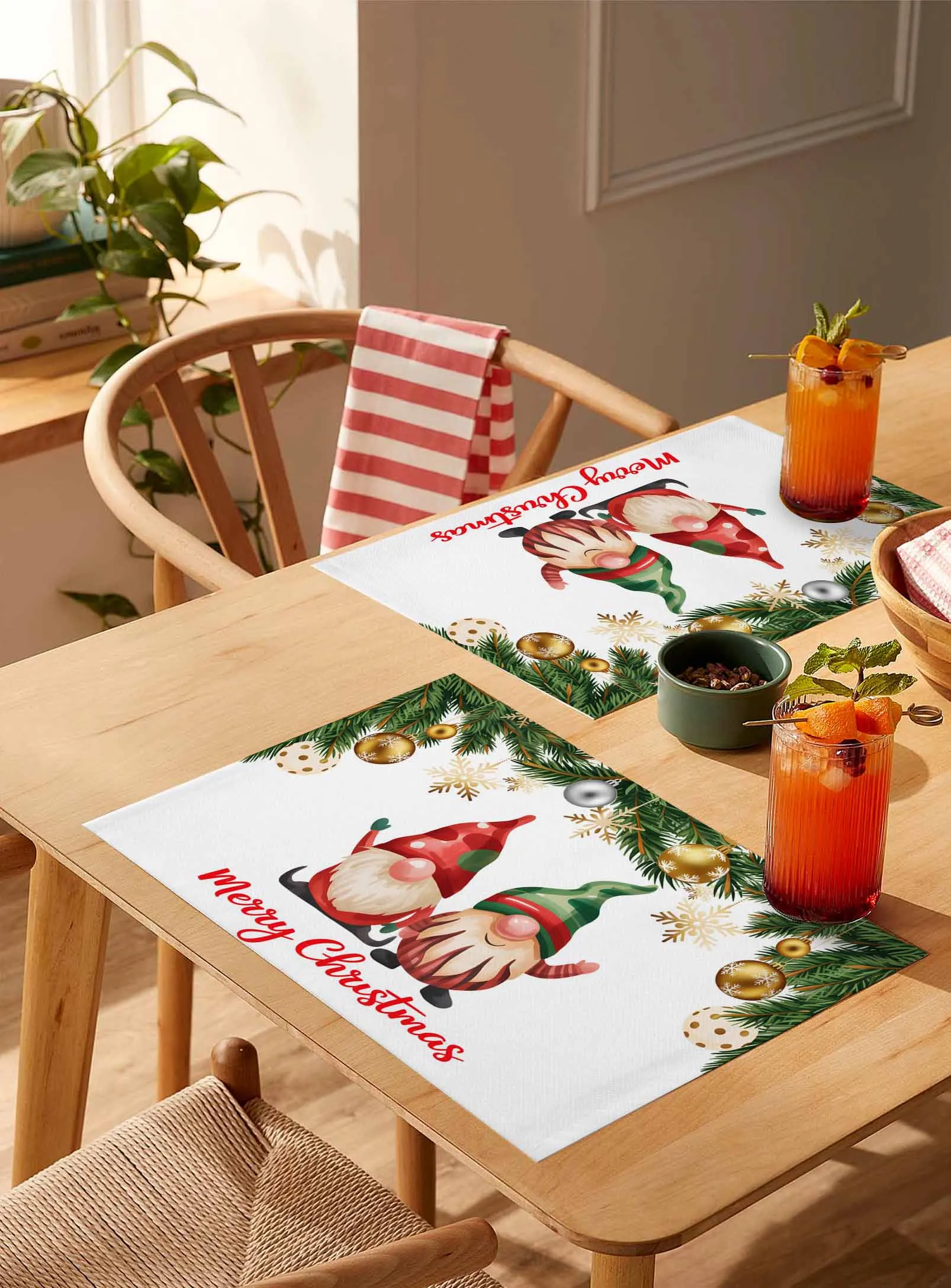 

4/6 шт., рождественский карлик, цветной шар, подставка для столовых приборов, свадебная вечеринка, обеденный декор, льняной коврик для стола, кухонные аксессуары