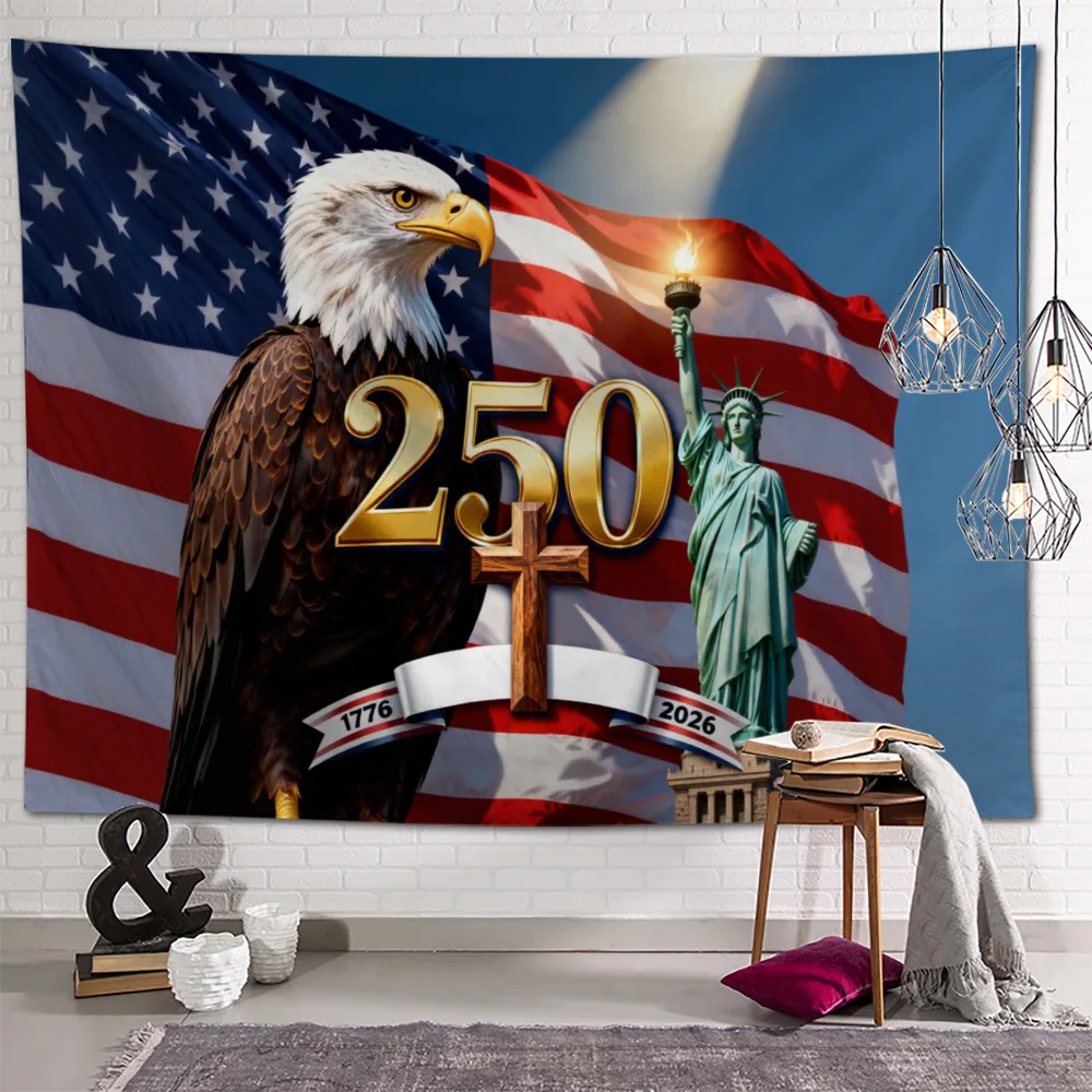 250th Anniversary Tapestry Eagle Freedom Backdrop Banner Decor Wall Hanging for Home Decorations Photo Tapestrys