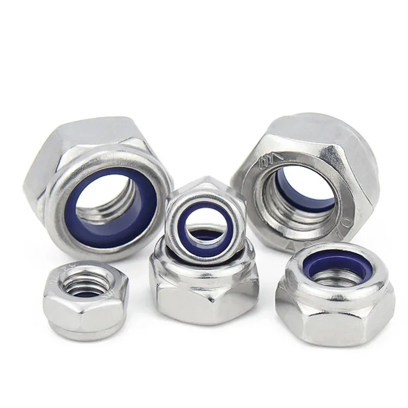 1~20Pcs DIN985 M2 M2.5 M3 M4 M5 M6 M8 304 Stainless Steel Nylon Self-locking Hex Nuts Locknut Slip Lock Nut