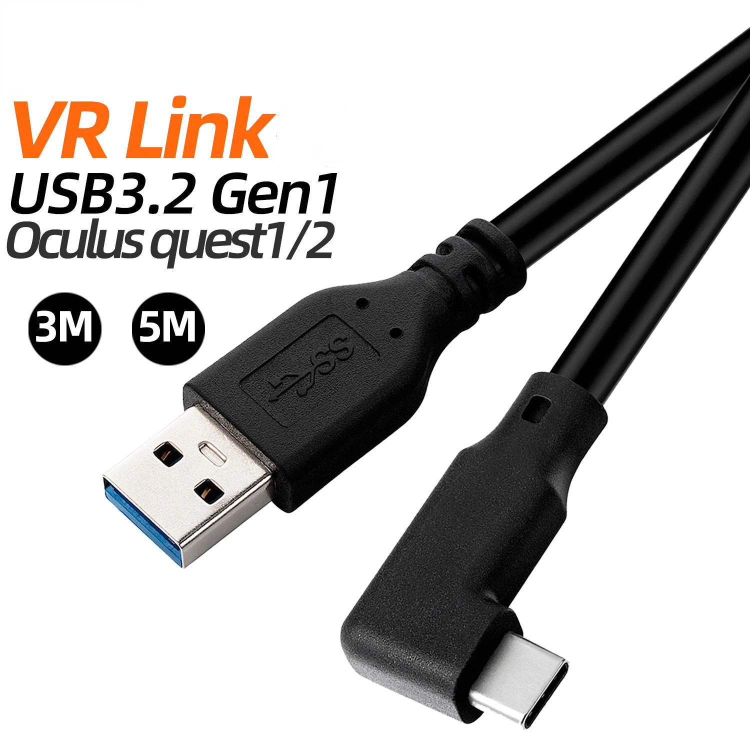3m 5m Link Cable VR Headset Data Cable 5Gbps High Speed Data Transfer USB 3.2 GEN1 Camera Cable for Elbow Type C Oculus Quest 2