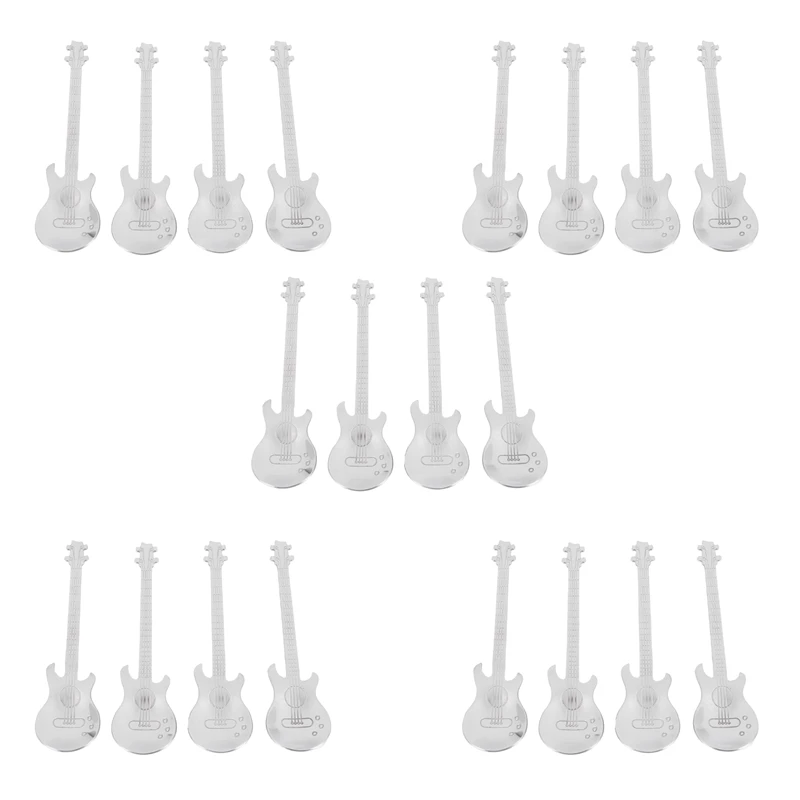 

Guitar Coffee Teaspoons,20 Pcs Stainless Steel Musical Coffee Spoons Teaspoons Mixing Spoons Sugar Spoon(Silver)