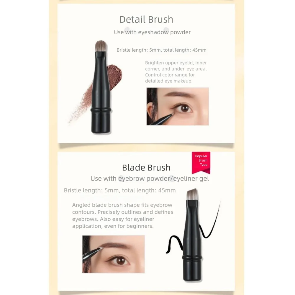 Abnehmbares Mini-Reise-Make-up-Pinsel-Set mit Box, doppelseitiges tragbares Kosmetikpinsel-Set, Concealer-Pinsel, multifunktional