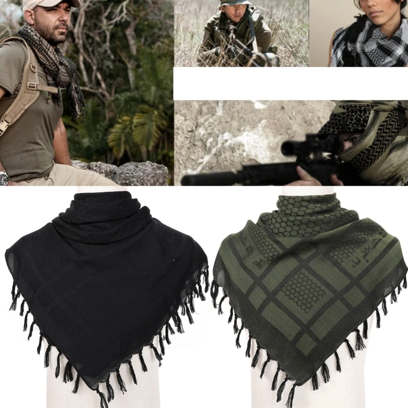 Arab Scarf Jacquard Pattern Adult Tactically Shemagh Scarf Middle Eastern Keffiyeh Anti Uv Dustproof Scarf 110x110cm