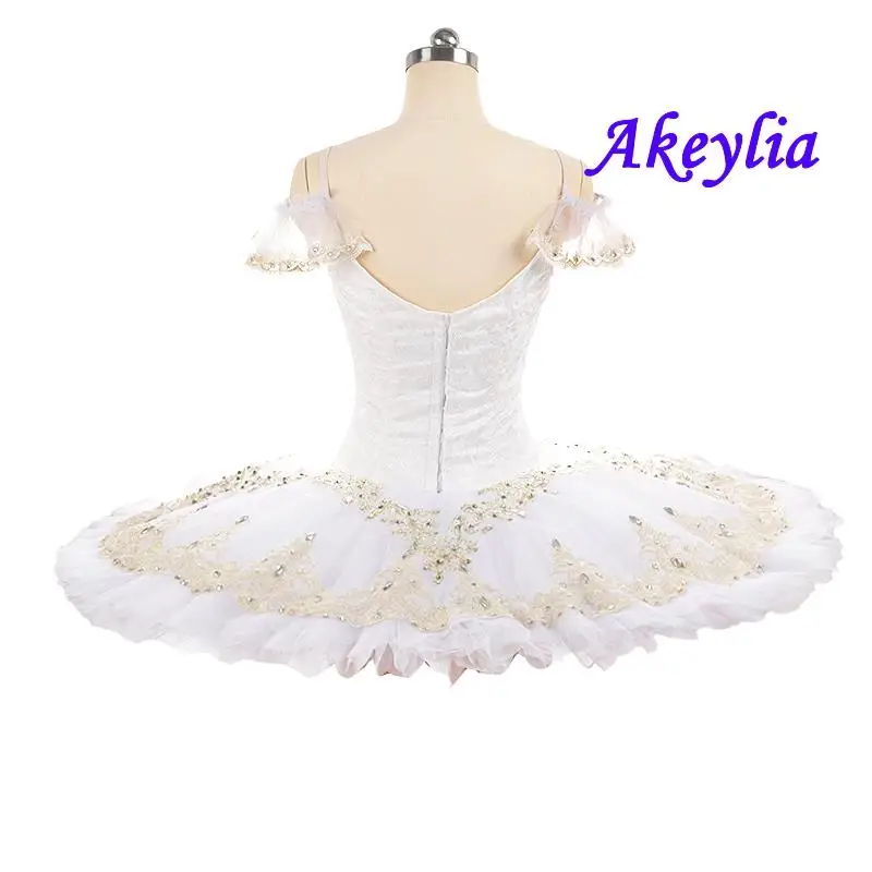 지나 댄스 잠자는 숲 속의 아름다움 투투 오렌지 전문 발레 투투 팬케이크 클래식 여성용 화이트 페어리 인형 투투 스커트 11 레이어